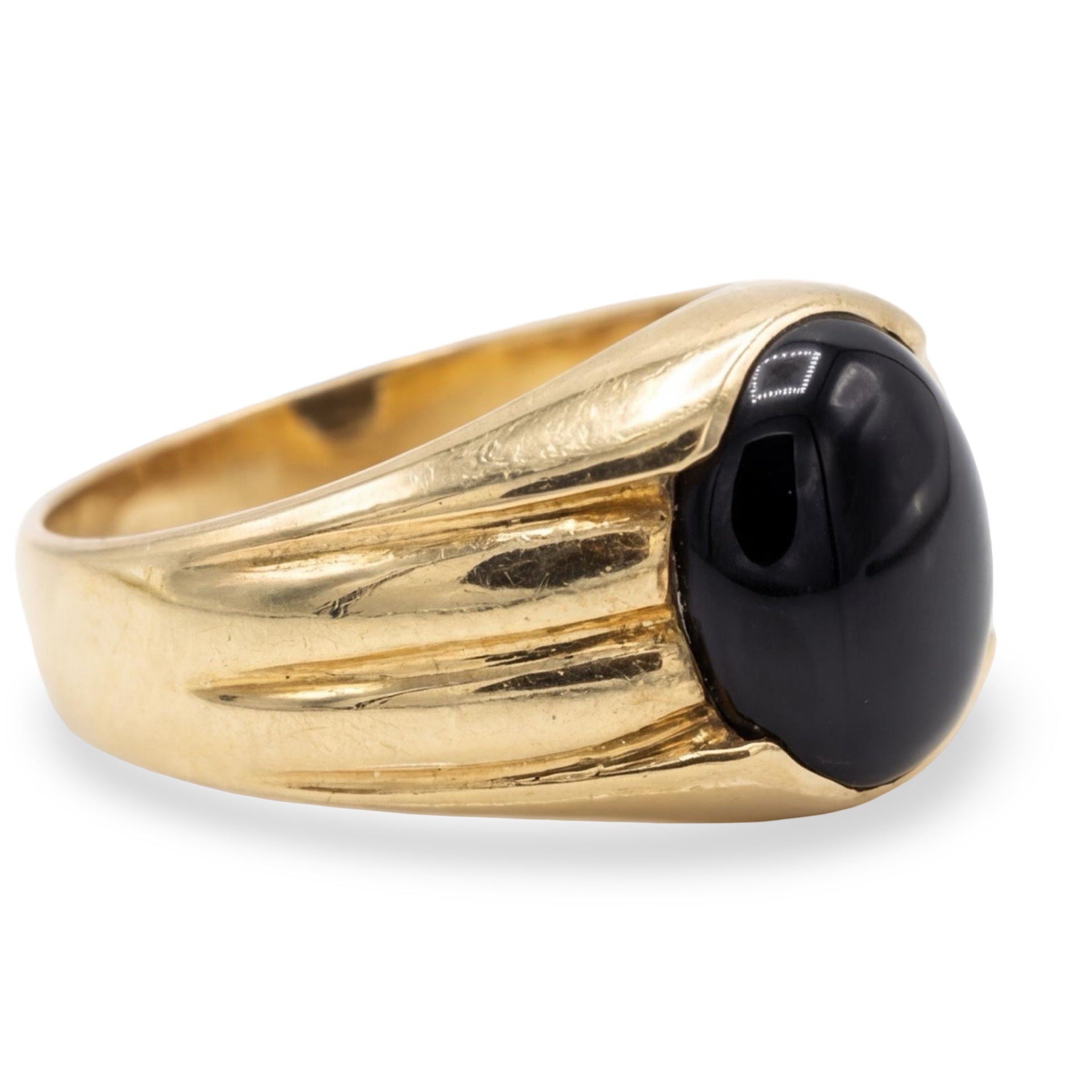 טבעת חותם זהב 10K צהוב אבן אוניקס מק״ט 854