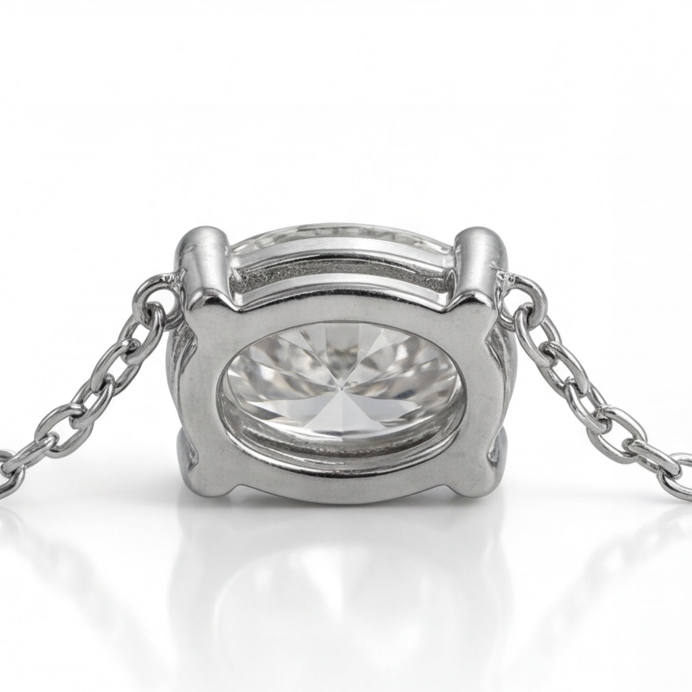 שרשרת זהב 14K לבן יהלום אובל טבעי 0.45 קראט מק״ט 1010