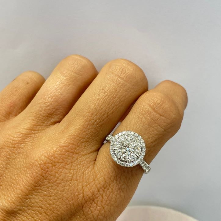 טבעת יהלומים טבעיים 1.85 קראט צבע D ניקיון VS זהב 14K לבן מק״ט 572