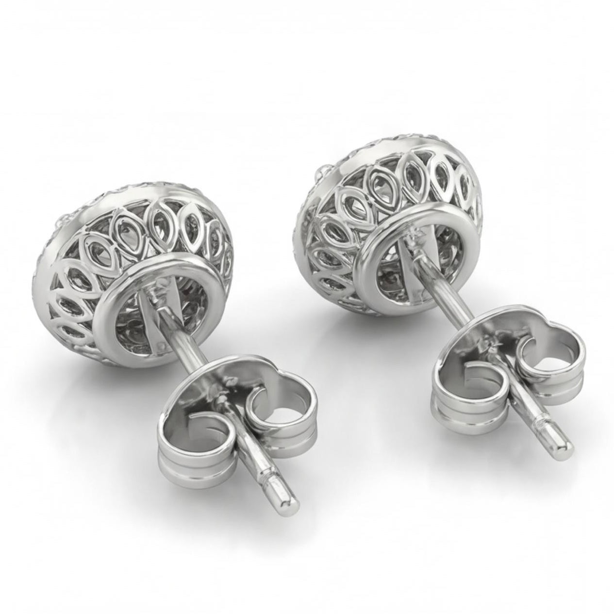 עגילי זהב 14K לבן היילו יהלומים טבעיים 1.00 קראט מק״ט 984