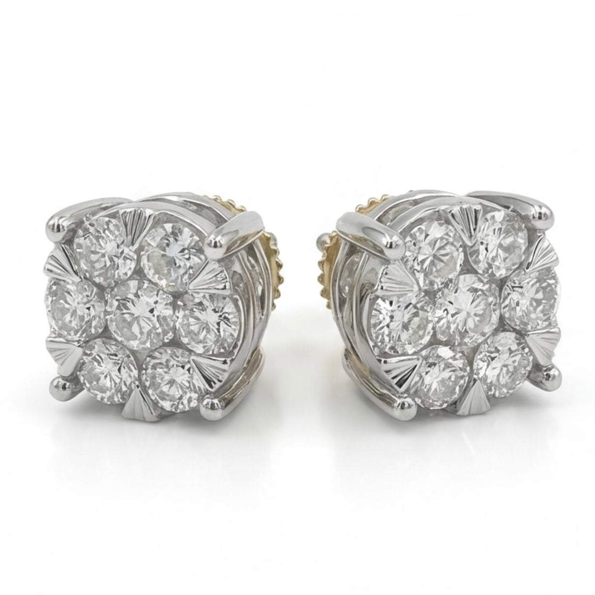 עגילי זהב 14K לבן יהלומים 1.60 קראט מק״ט 986