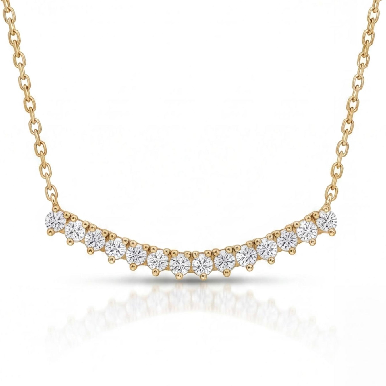 שרשרת זהב 14K צהוב שורת יהלומים טבעיים מק״ט 1025