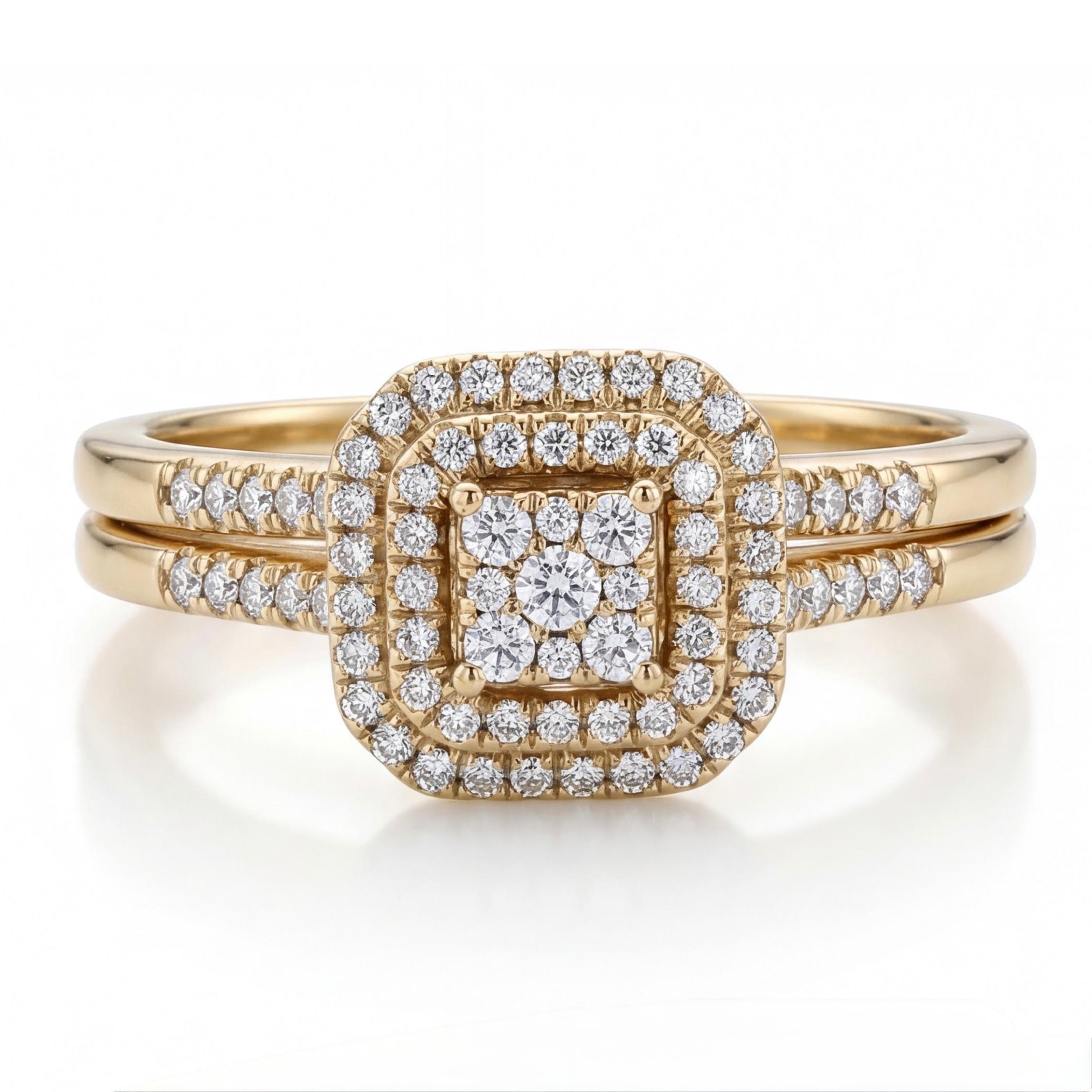 סט טבעות זהב 10K יהלומים 0.50 קראט מק״ט 847