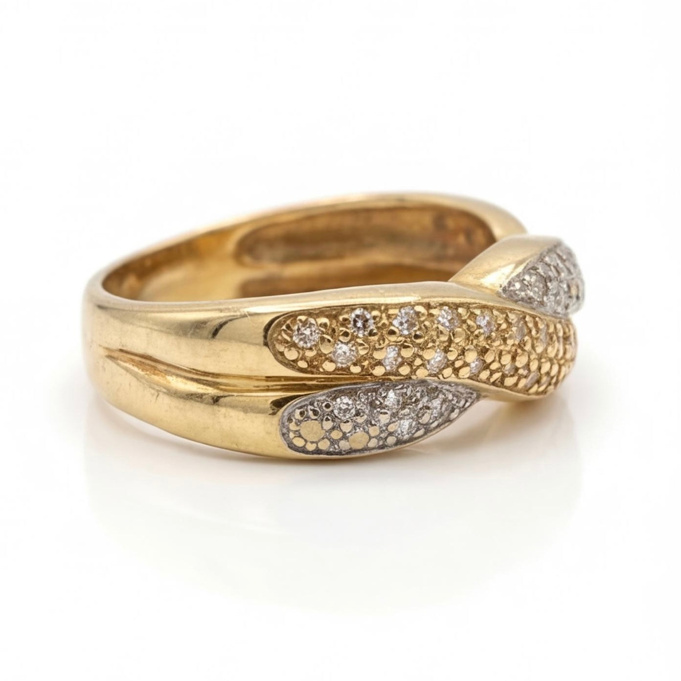 טבעת מסולסלת זהב 14K צהוב יהלומים 0.40 קראט מק״ט 942