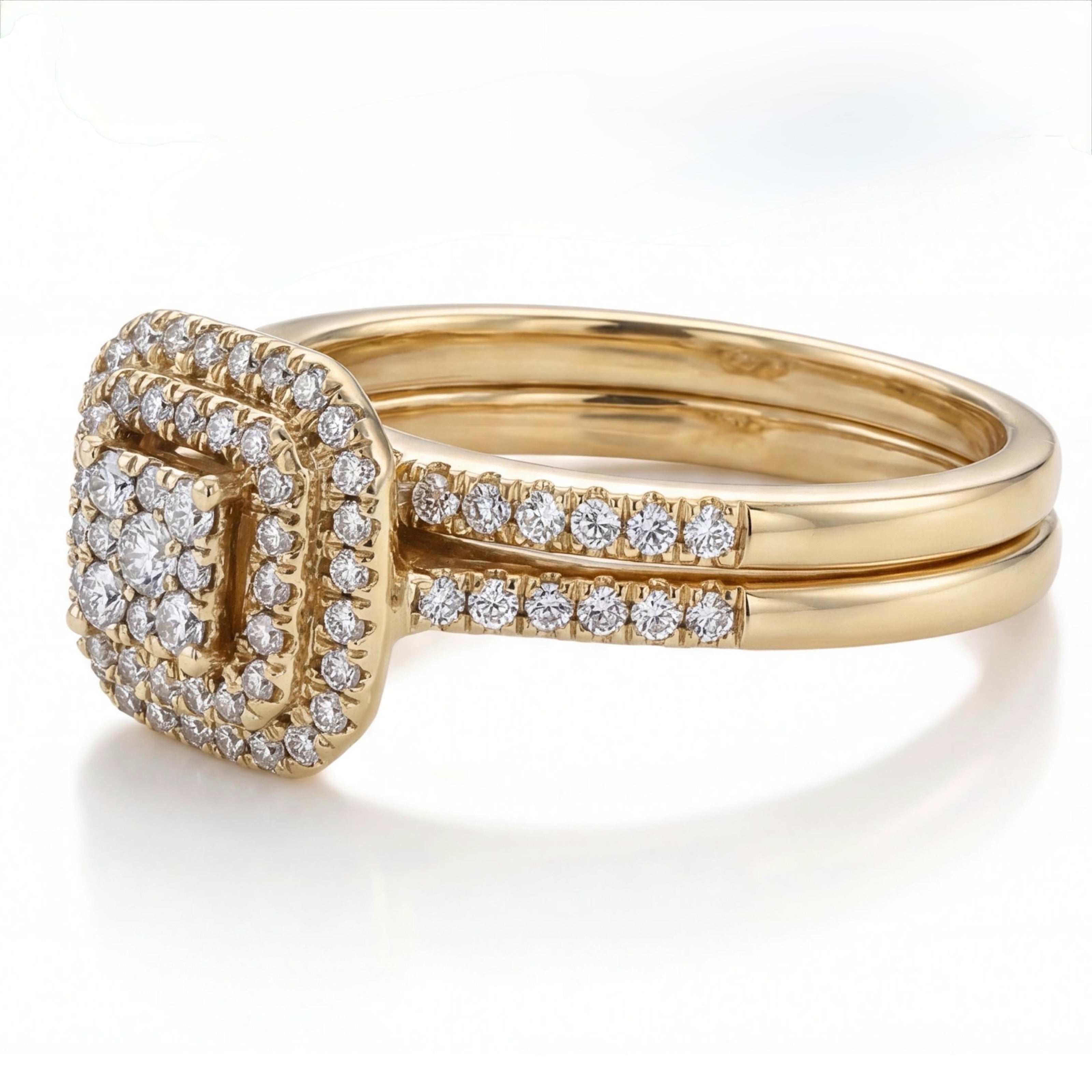 סט טבעות זהב 10K יהלומים 0.50 קראט מק״ט 847