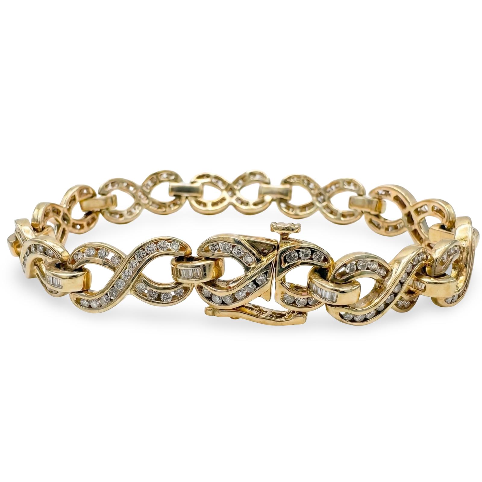 צמיד חוליות זהב 14K יהלומים 3.80 קראט מק״ט 581