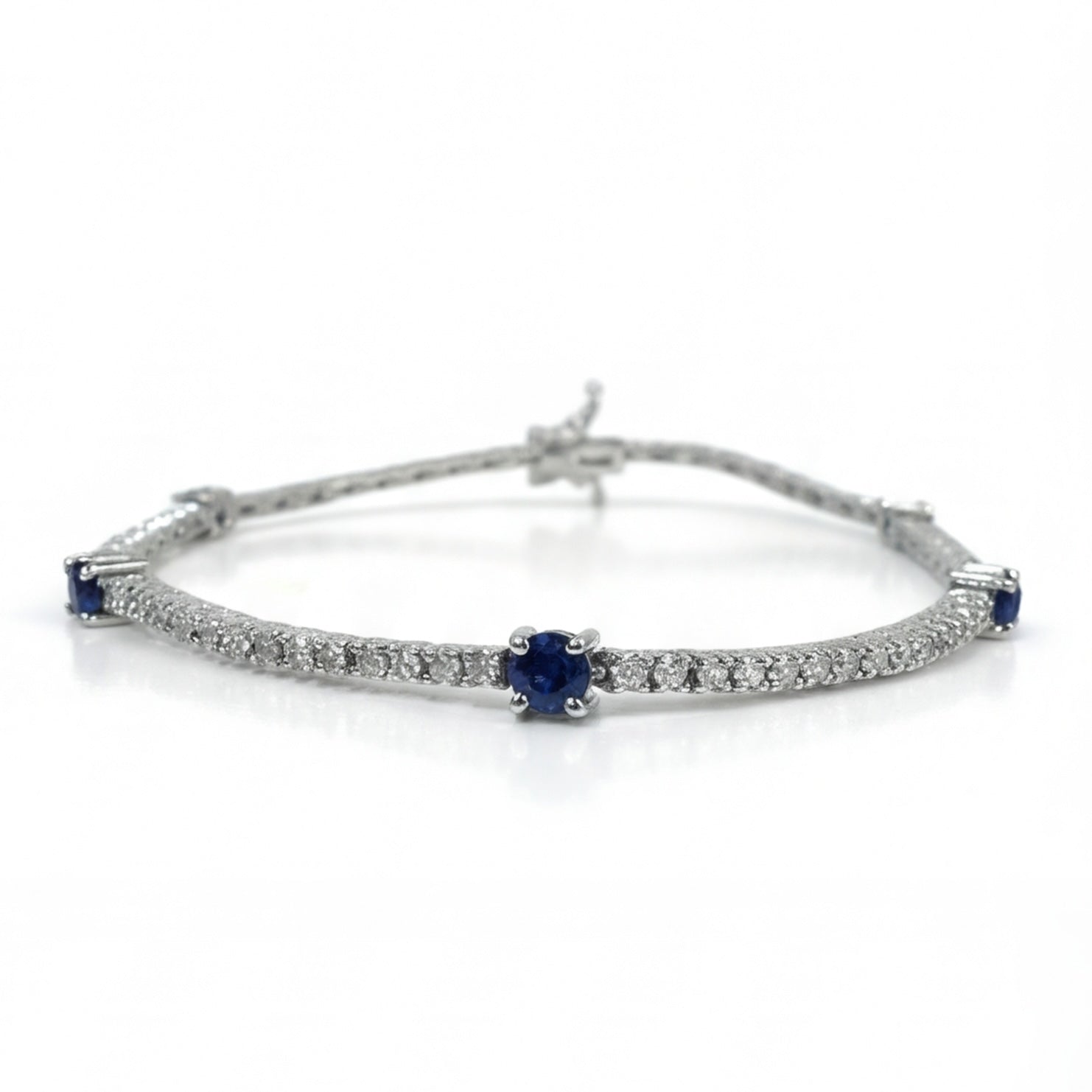 צמיד טניס זהב 14K יהלומים ואבני ספיר 1.75 קראט מק״ט 1016