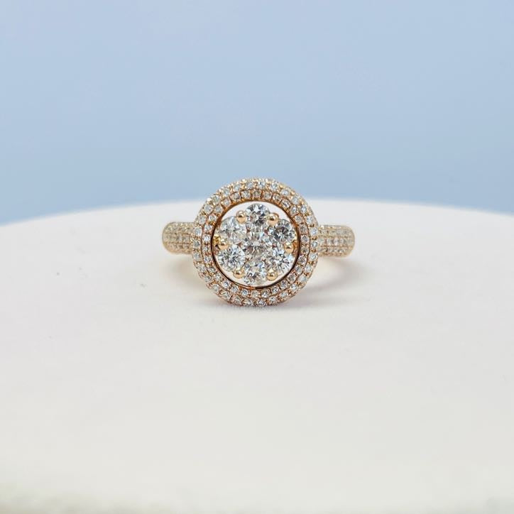 טבעת יהלומים טבעיים 1.10 קראט צבע F ניקיון VS-SI זהב 14K רוז גולד מק״ט 576