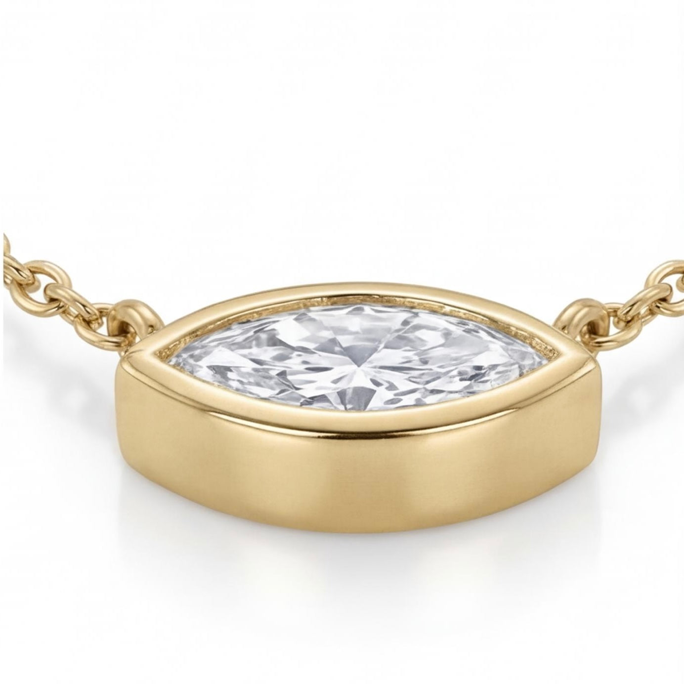 שרשרת זהב 14K צהוב יהלום מרקיזה טבעי מק״ט 950