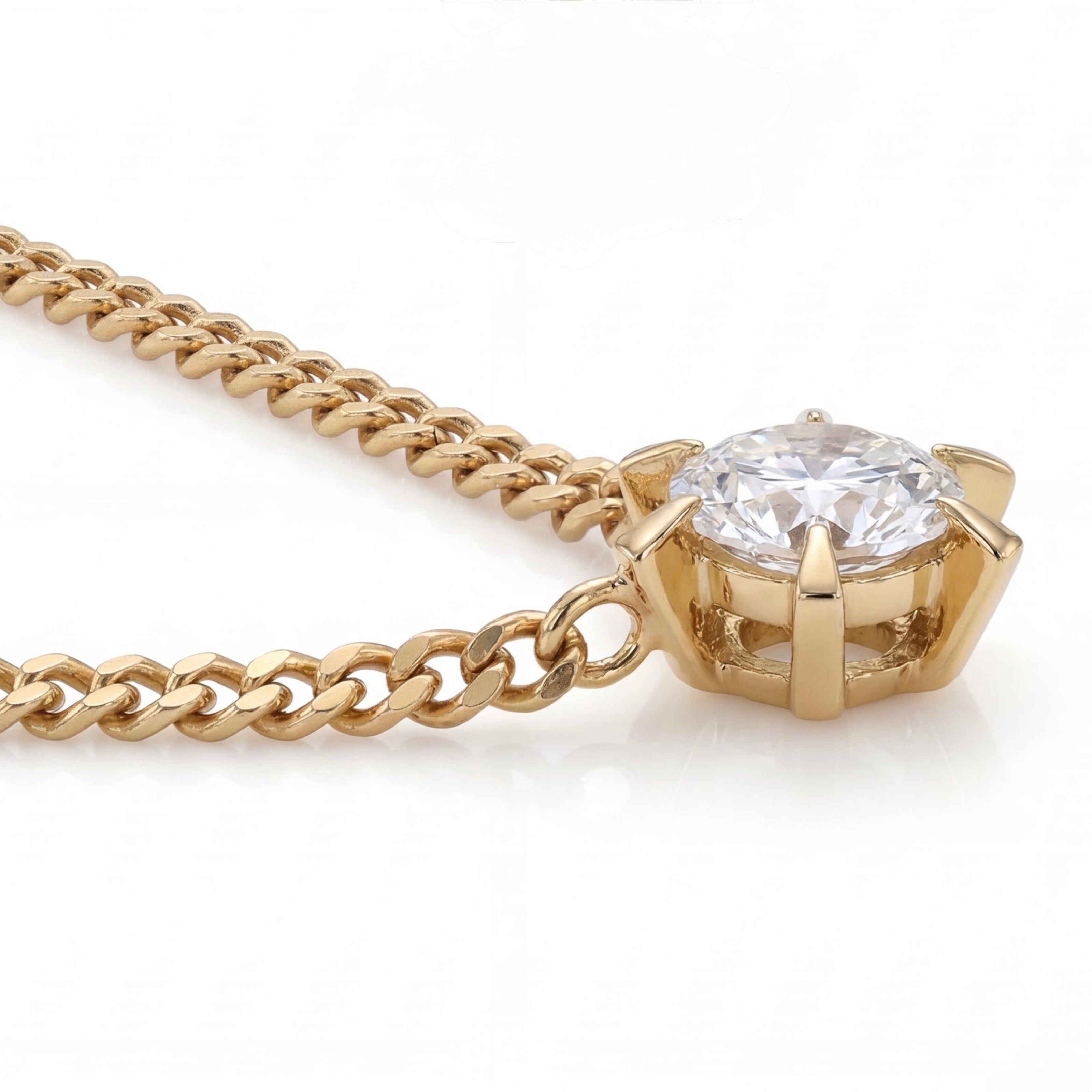 שרשרת זהב 18K צהוב יהלום 0.57 קראט שיבוץ שמש מק״ט 867