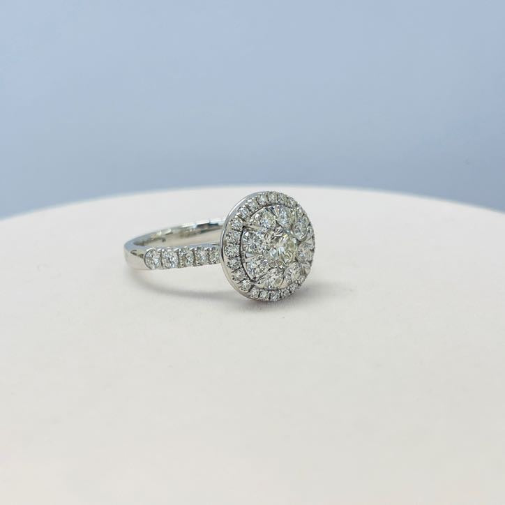 טבעת יהלומים טבעיים 1.85 קראט צבע D ניקיון VS זהב 14K לבן מק״ט 572