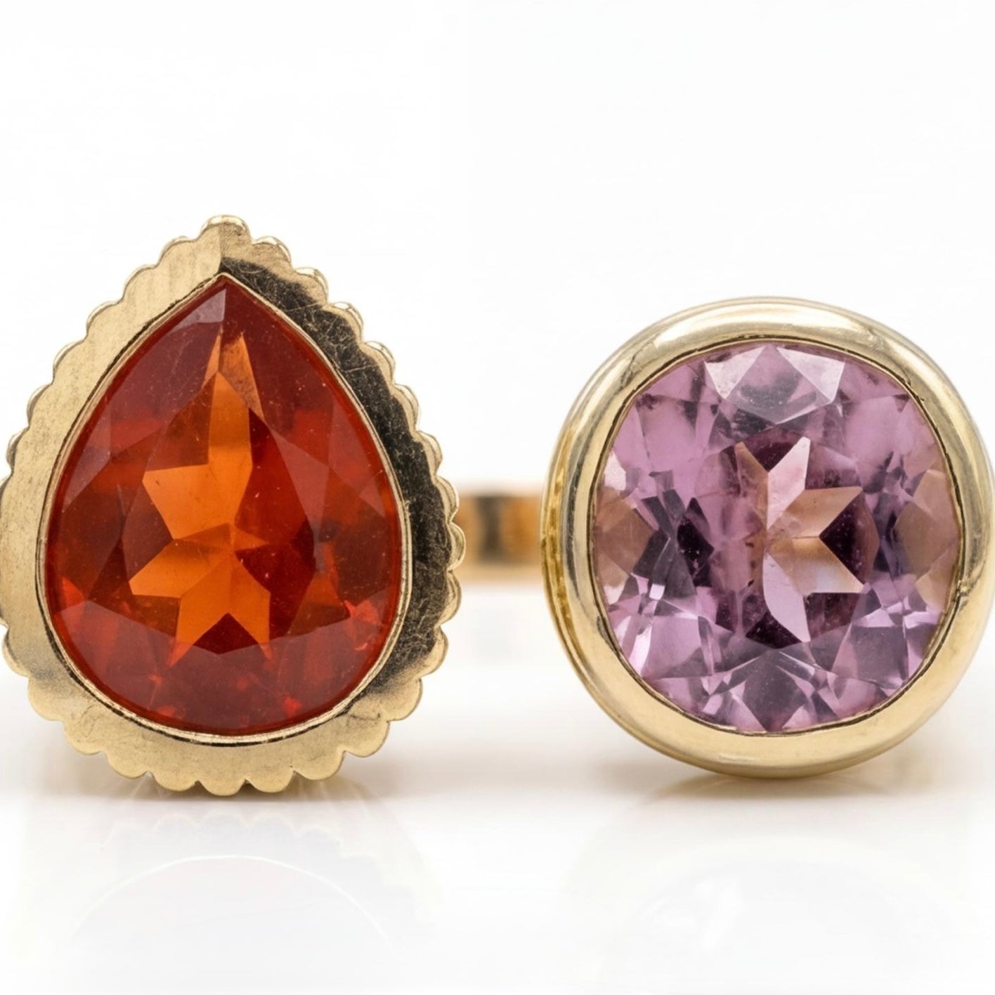טבעת זהב 14K צהוב אופל אש ומורגנייט מק״ט 925