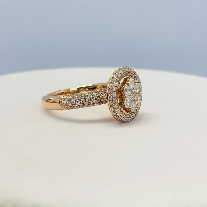 טבעת יהלומים טבעיים 1.10 קראט צבע F ניקיון VS-SI זהב 14K רוז גולד מק״ט 576