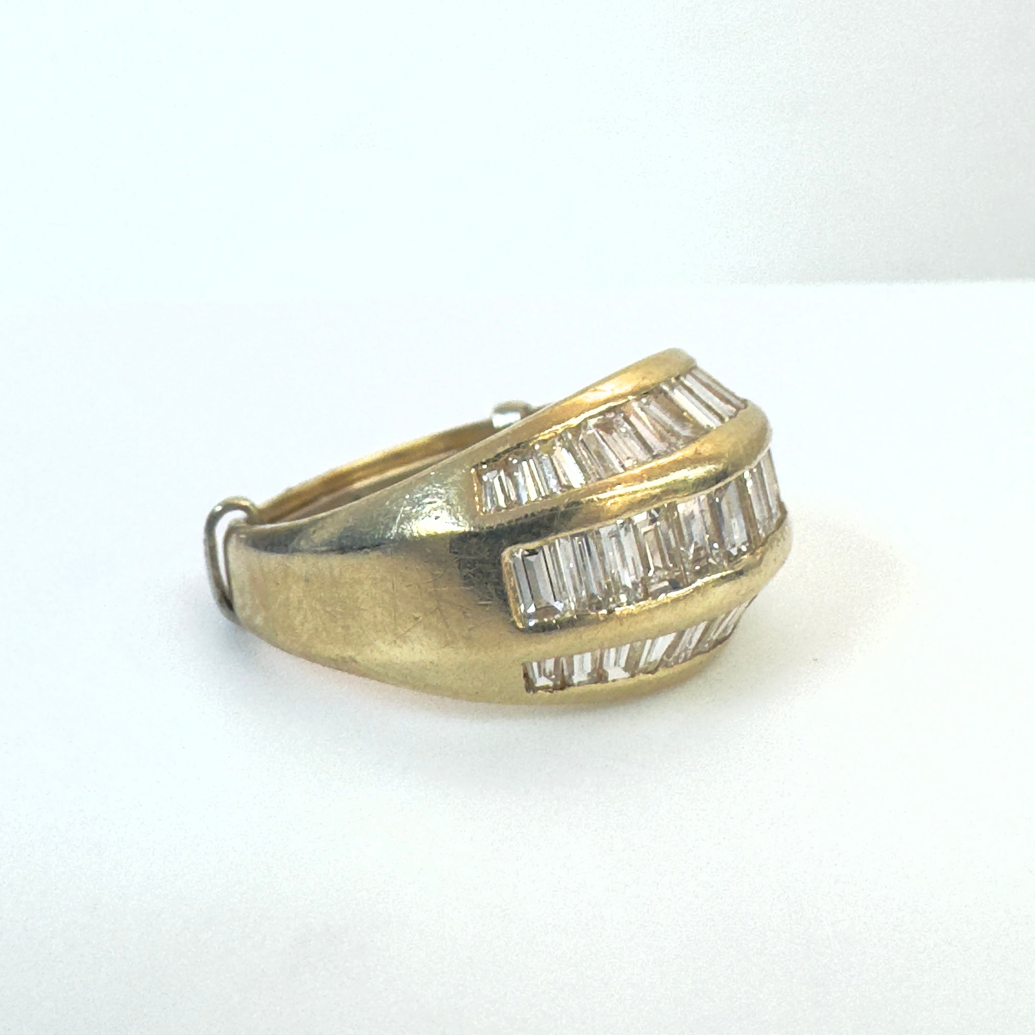 טבעת יהלומי בגטים טבעיים 1.00 קראט צבע F ניקיון VS זהב 14K צהוב מק״ט 530