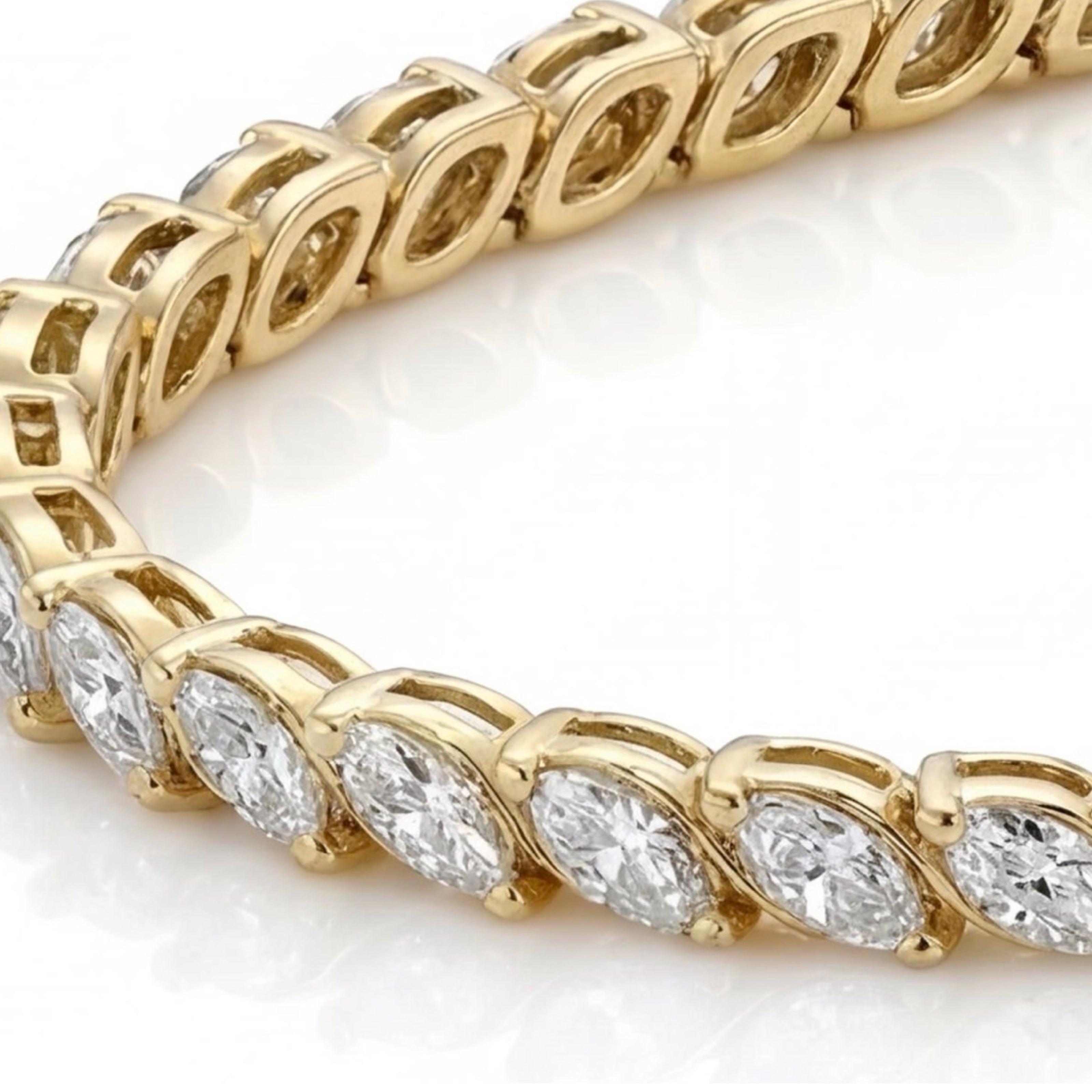 צמיד טניס זהב 14K צהוב יהלומים טבעיים מרקיזות 2.20 קראט מק״ט 930