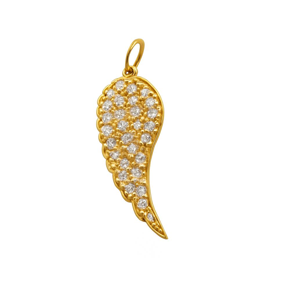 תליון זהב 14K כנף מלאך יהלומים מק״ט 723