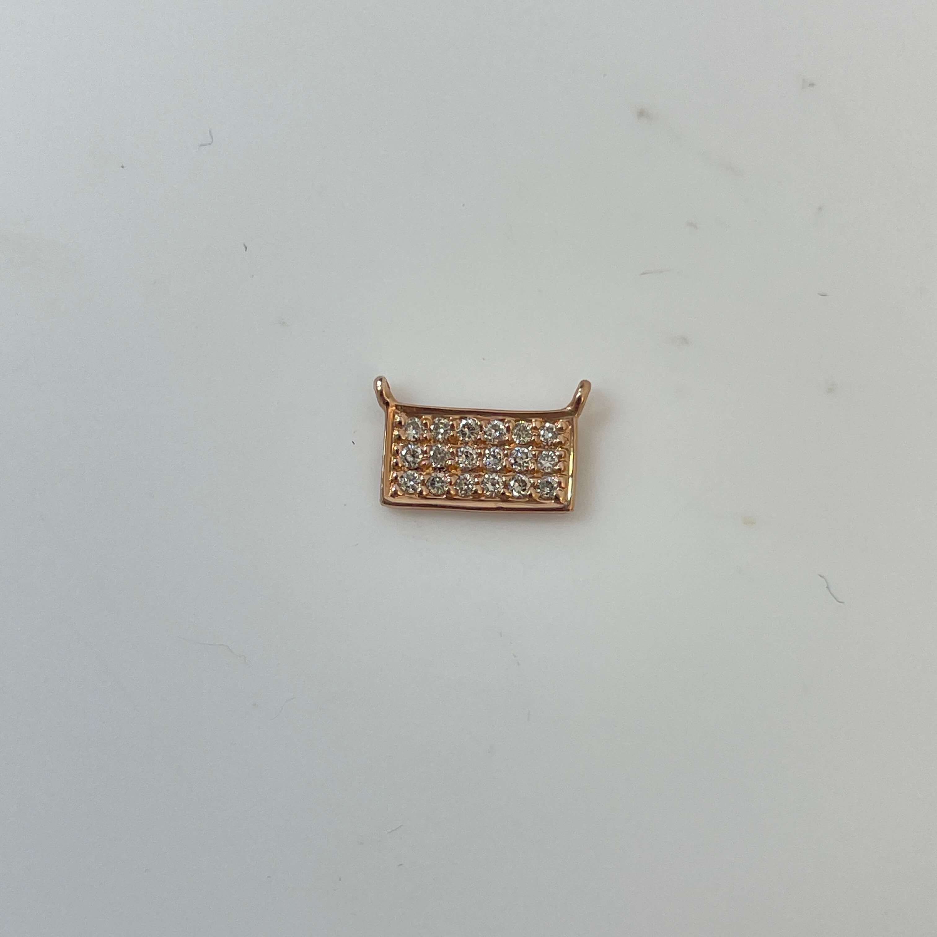 תליון יהלומים קטן מלבני 0.10 קראט צבע F ניקיון VS-SI זהב 14K רוז גולד מק״ט 654