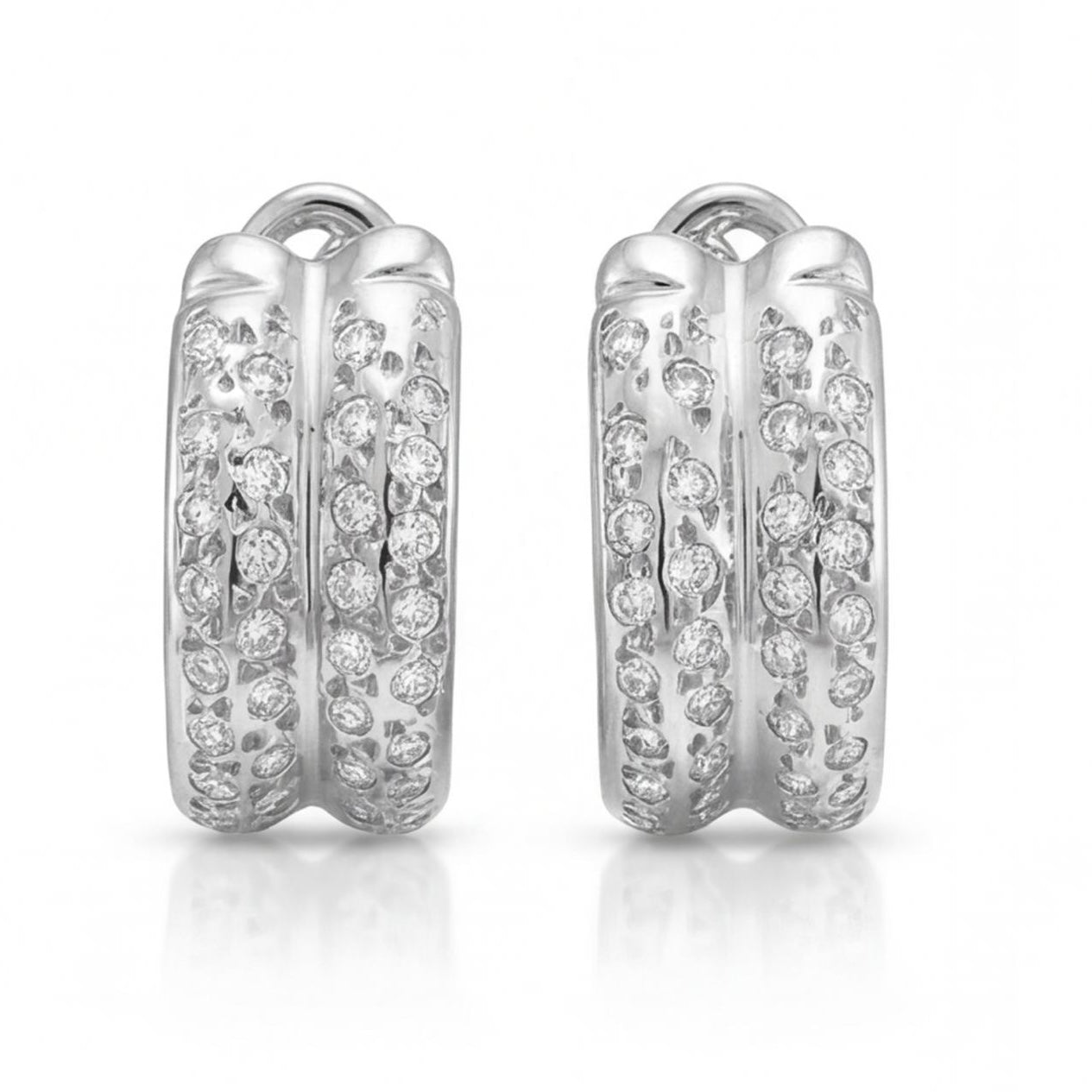 עגילי חישוק זהב 14K לבן יהלומים 0.80 קראט מק״ט 983