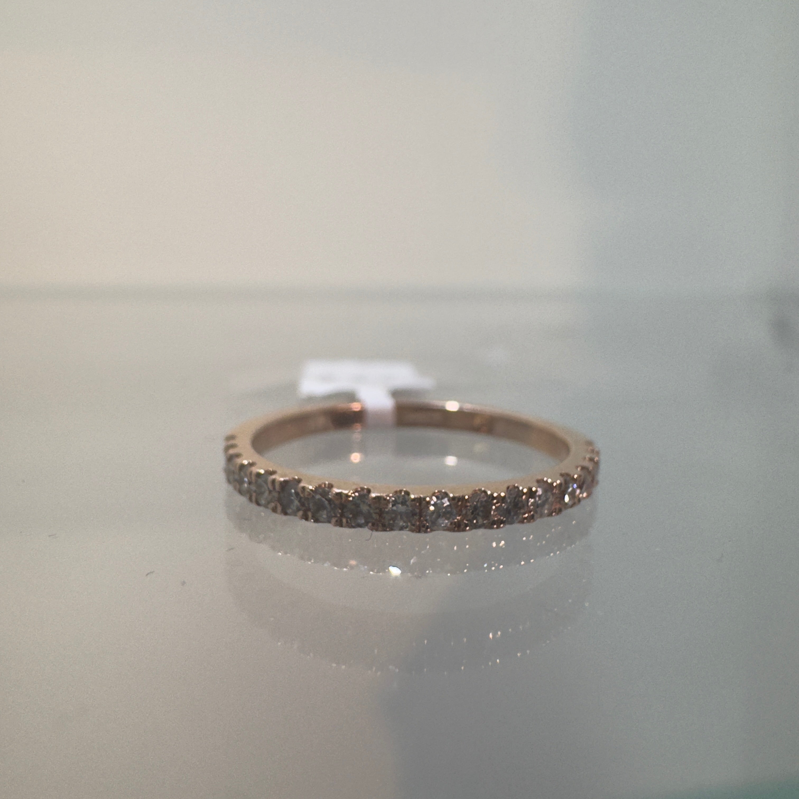 טבעת חצי פס יהלומים טבעיים 0.4 קראט צבע F ניקיון VS זהב 14K רוז גולד מק"ט 493