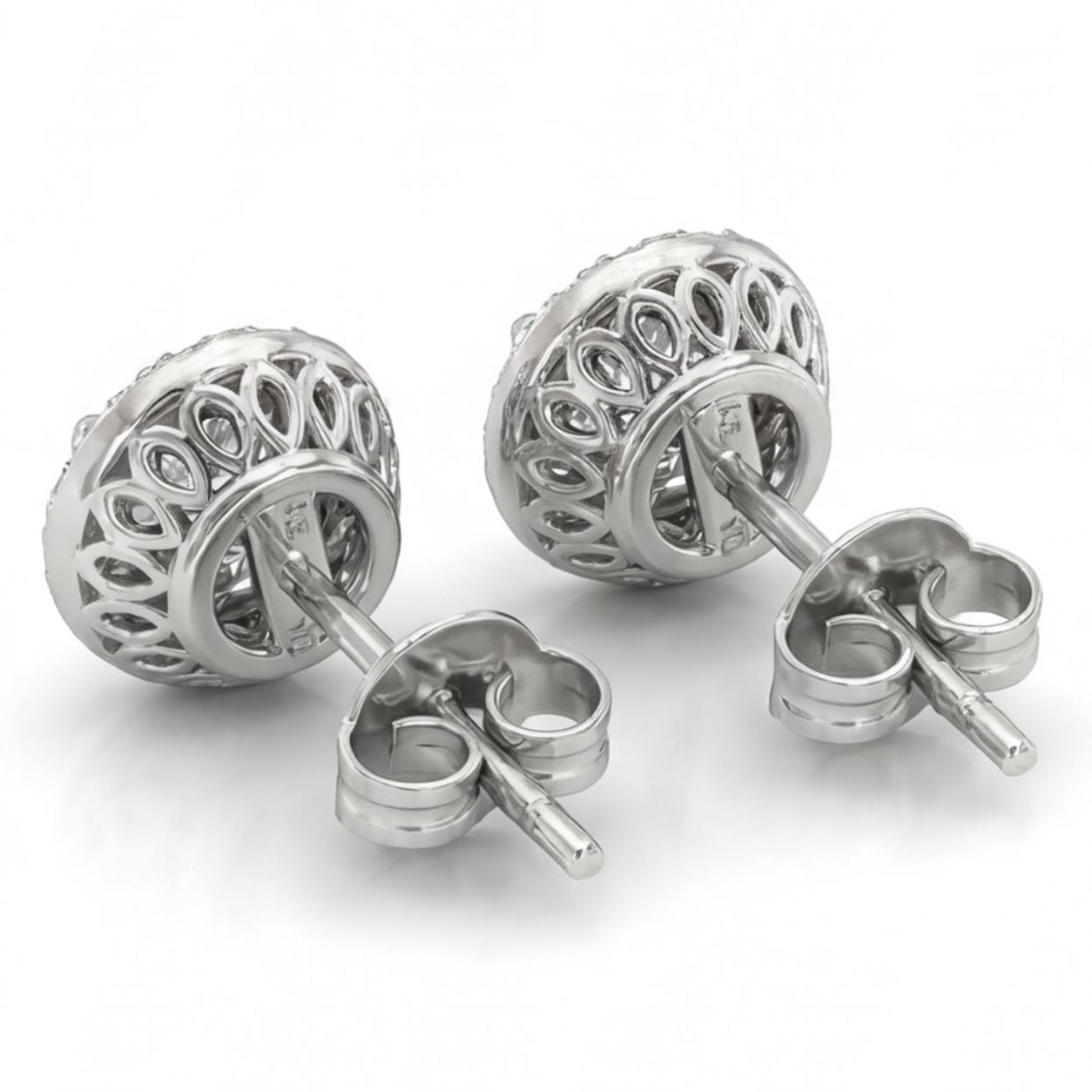 עגילי זהב 14K לבן היילו יהלומים טבעיים 1.00 קראט מק״ט 984