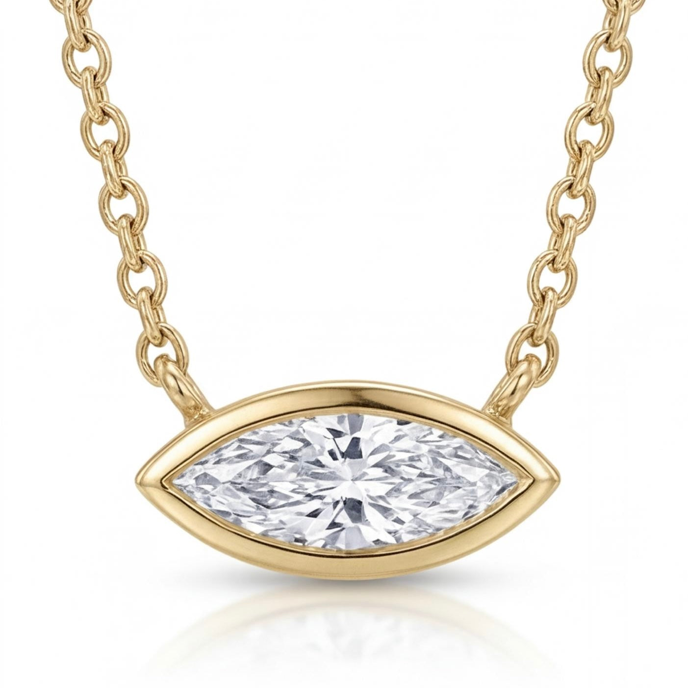 שרשרת זהב 14K צהוב יהלום מרקיזה טבעי מק״ט 950