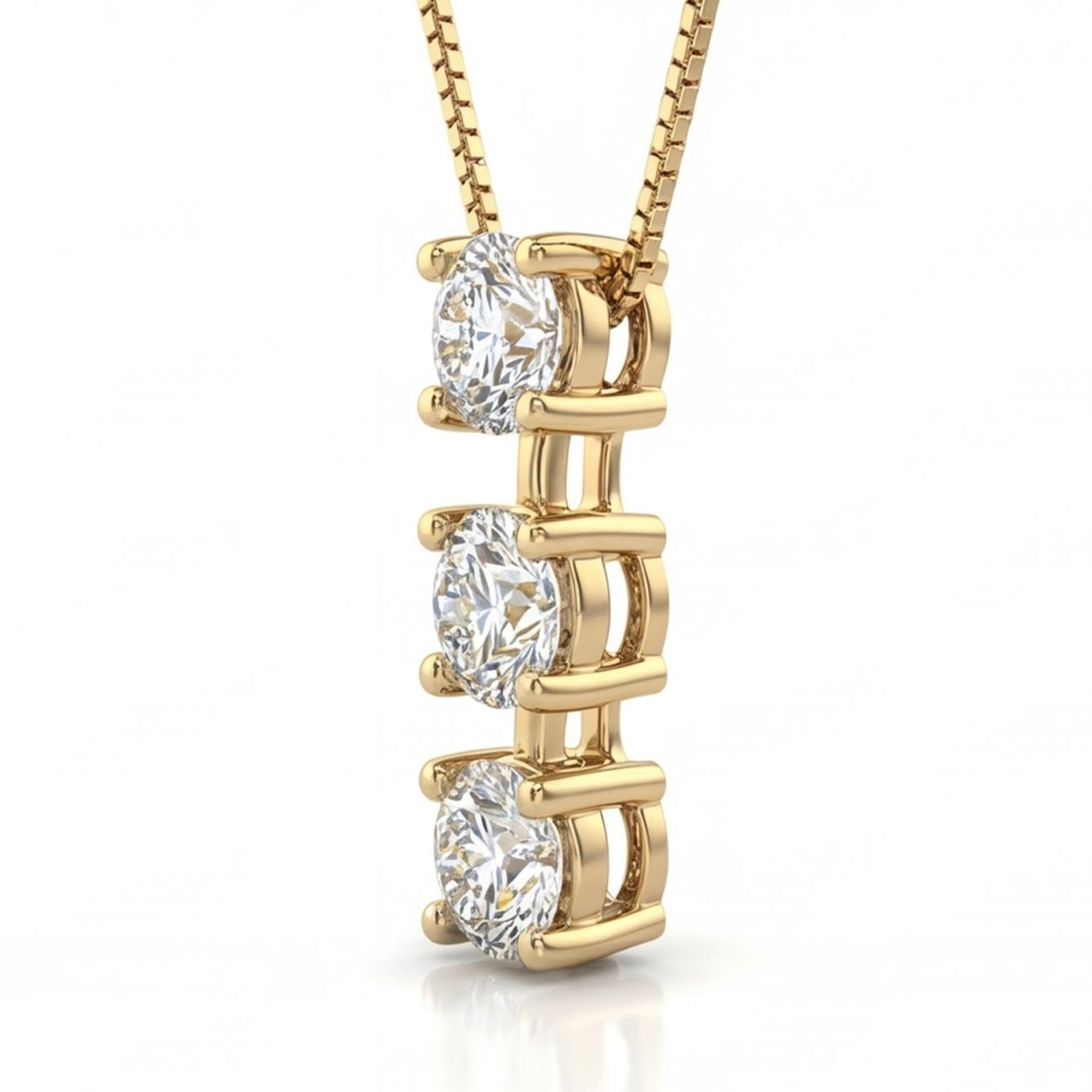 שרשרת זהב 14K צהוב שלושה יהלומים 0.80 קראט מק״ט 922