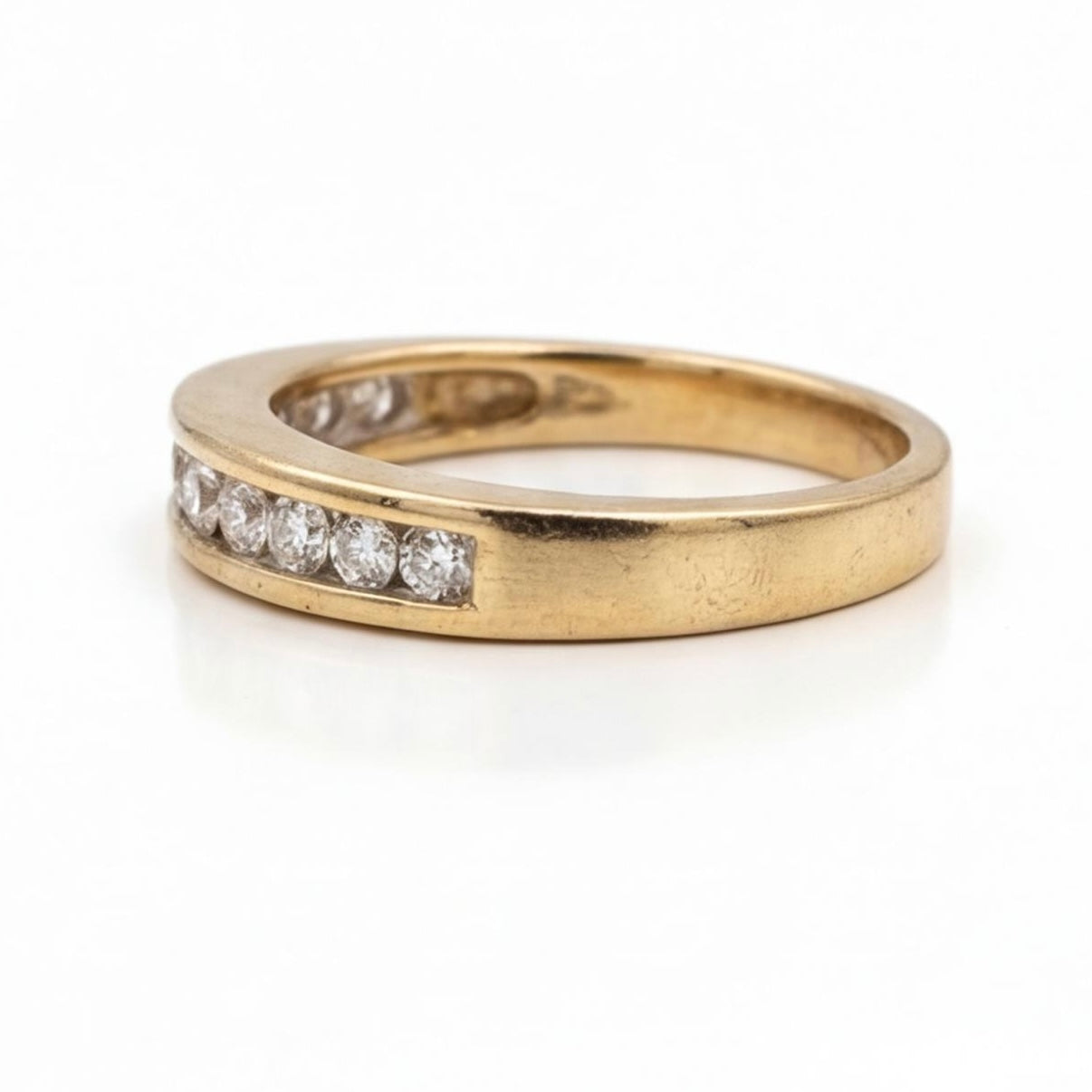 טבעת פס זהב 14K צהוב יהלומים 0.36 קראט מק״ט 963