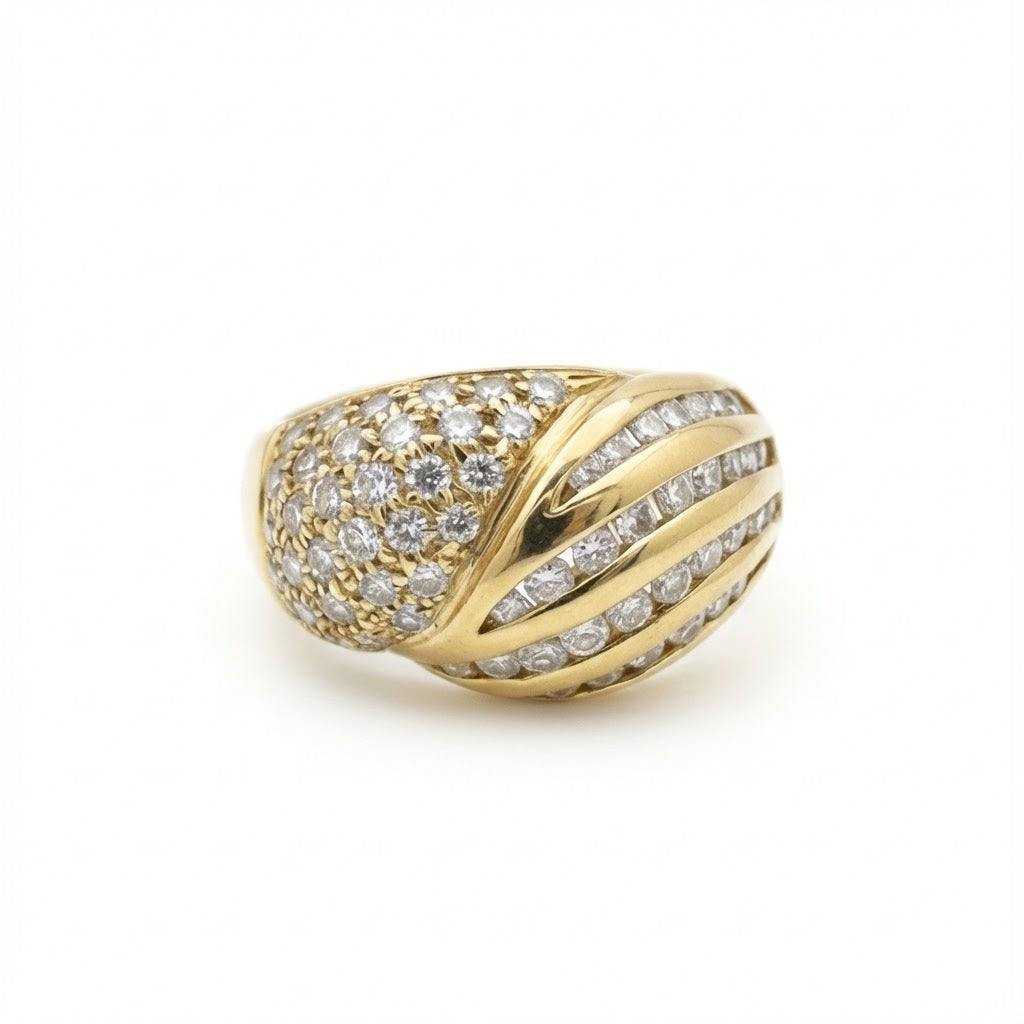 טבעת יהלומים טבעיים 0.85 קראט צבע F ניקיון VS זהב 18K צהוב מק״ט J113