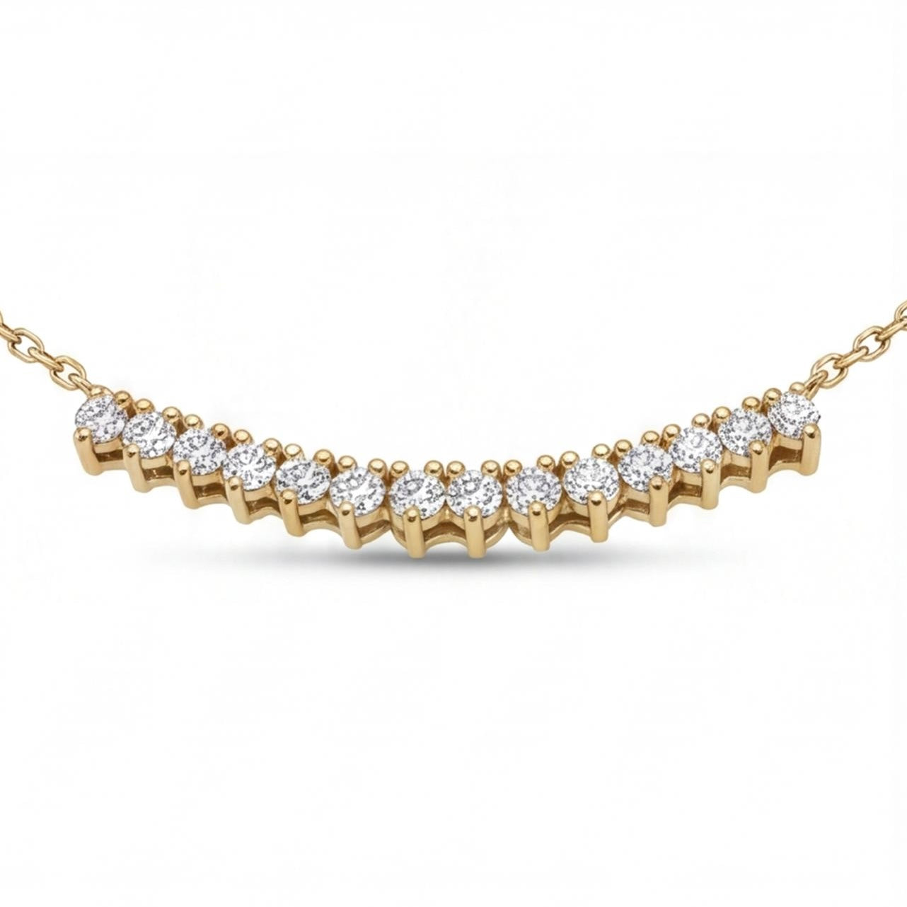שרשרת זהב 14K צהוב שורת יהלומים טבעיים מק״ט 1025