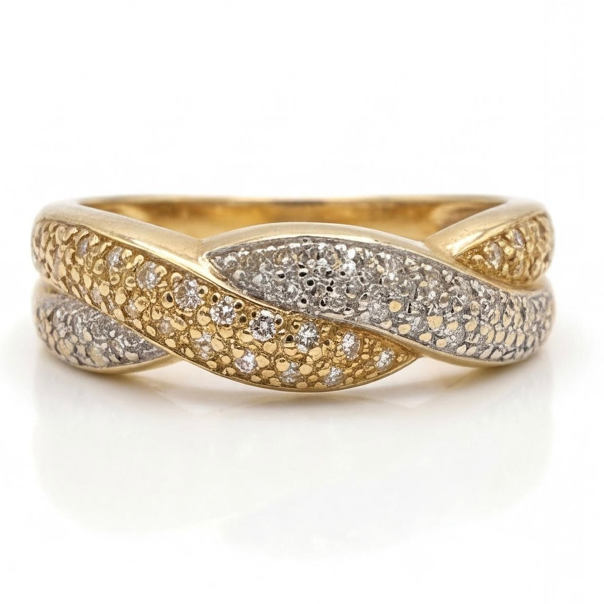 טבעת מסולסלת זהב 14K צהוב יהלומים 0.40 קראט מק״ט 942