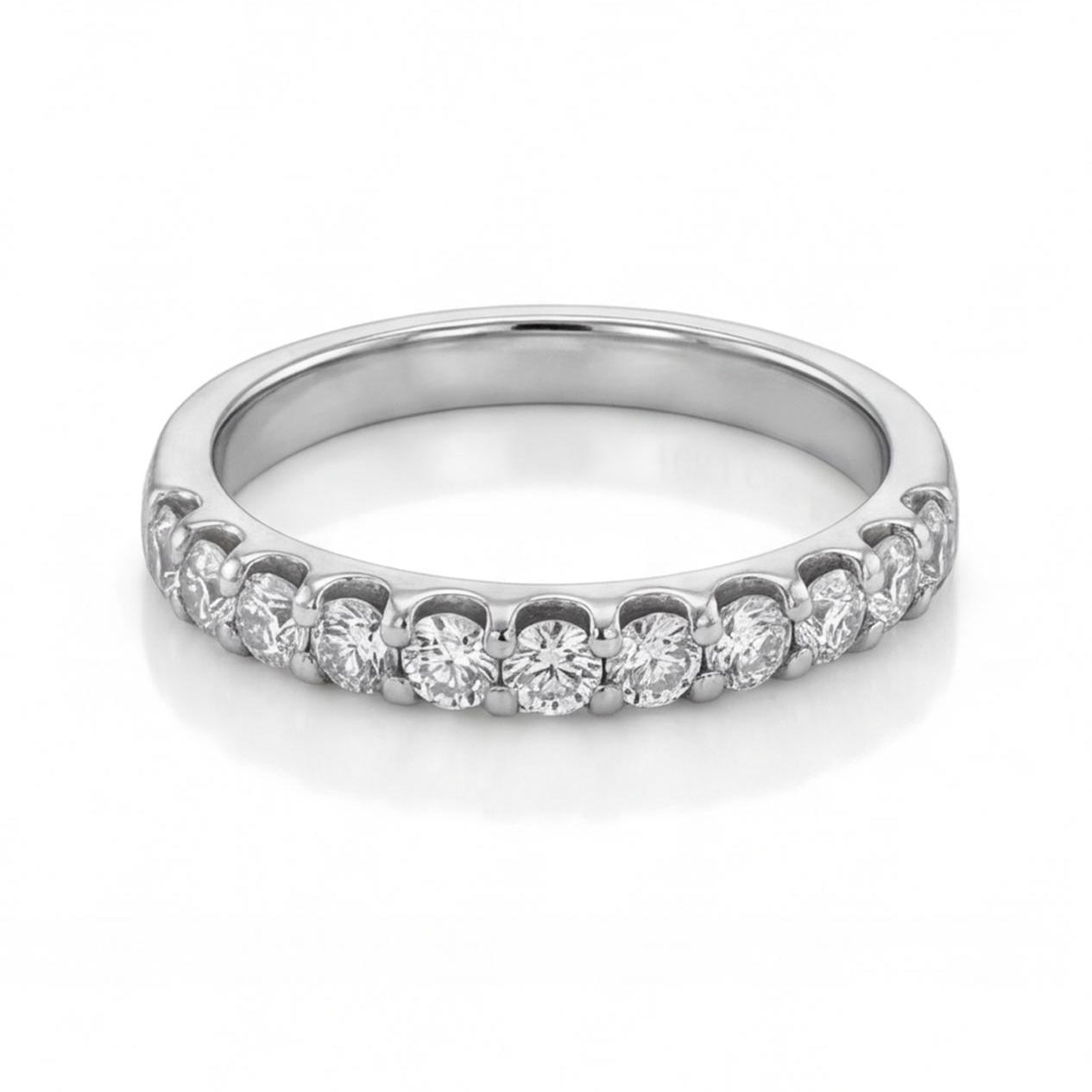 טבעת פס זהב 14K לבן יהלומים 0.30 קראט מק״ט 969