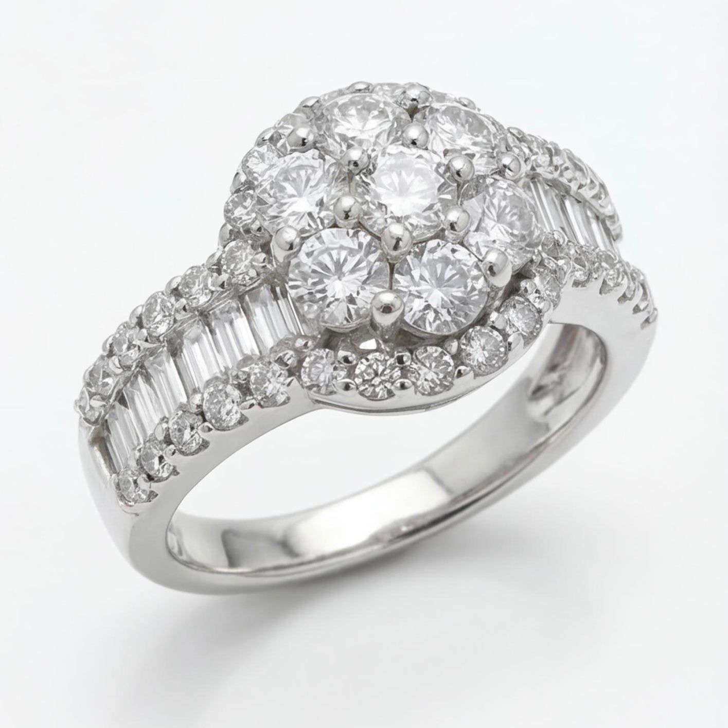 טבעת זהב 14K לבן יהלומים 1.30 קראט מק״ט 951