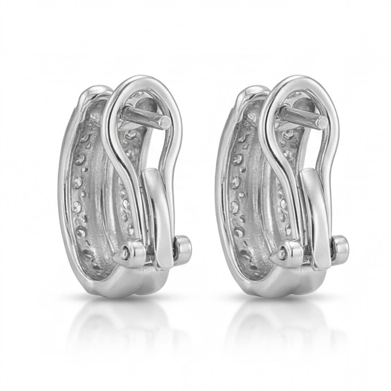 עגילי חישוק זהב 14K לבן יהלומים 0.80 קראט מק״ט 983