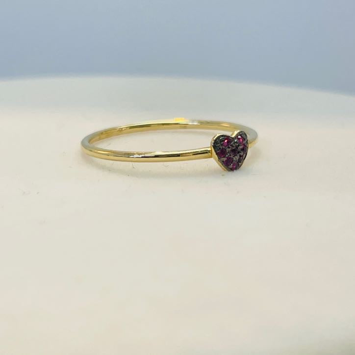 טבעת לב רובי טבעיים 0.04 קראט זהב צהוב 14K מק"ט 601