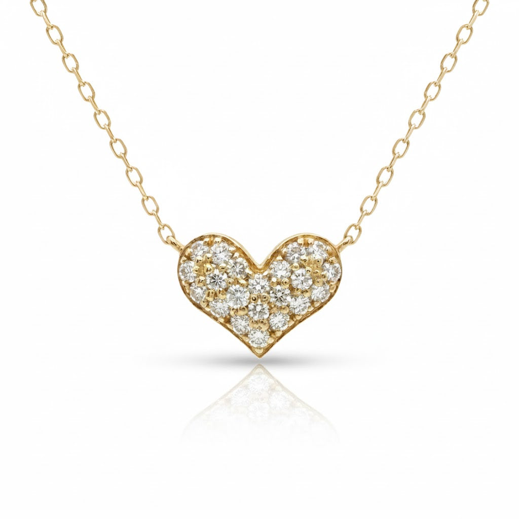 תליון לב יהלומים טבעיים 0.35 קראט צבע F ניקיון VS זהב 18K צהוב מק״ט J130