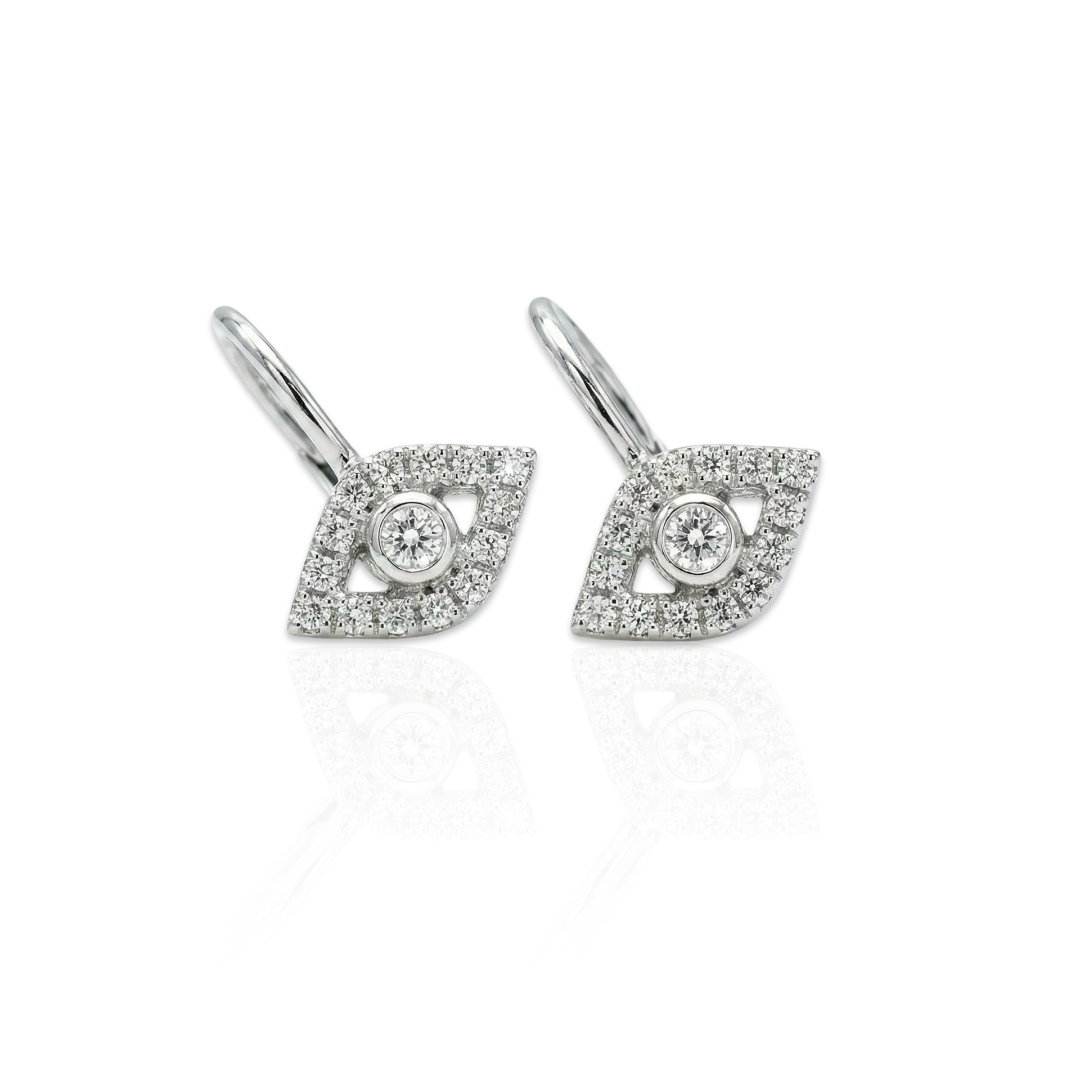 עגילי זהב 14K עין יהלומים 0.25 קראט מק״ט 617