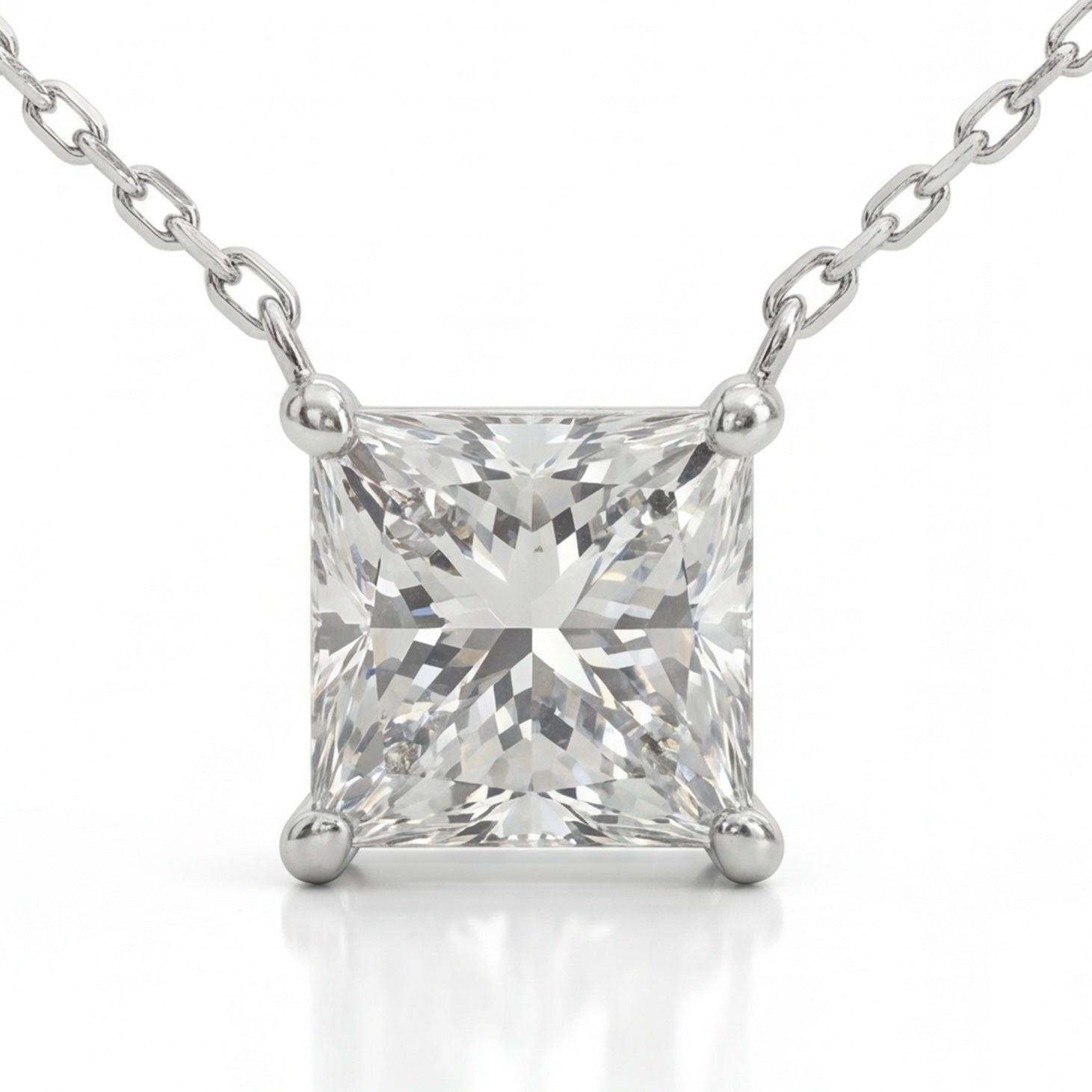 שרשרת זהב 14K לבן יהלום פרינסס טבעי 0.72 קראט מק״ט 1017