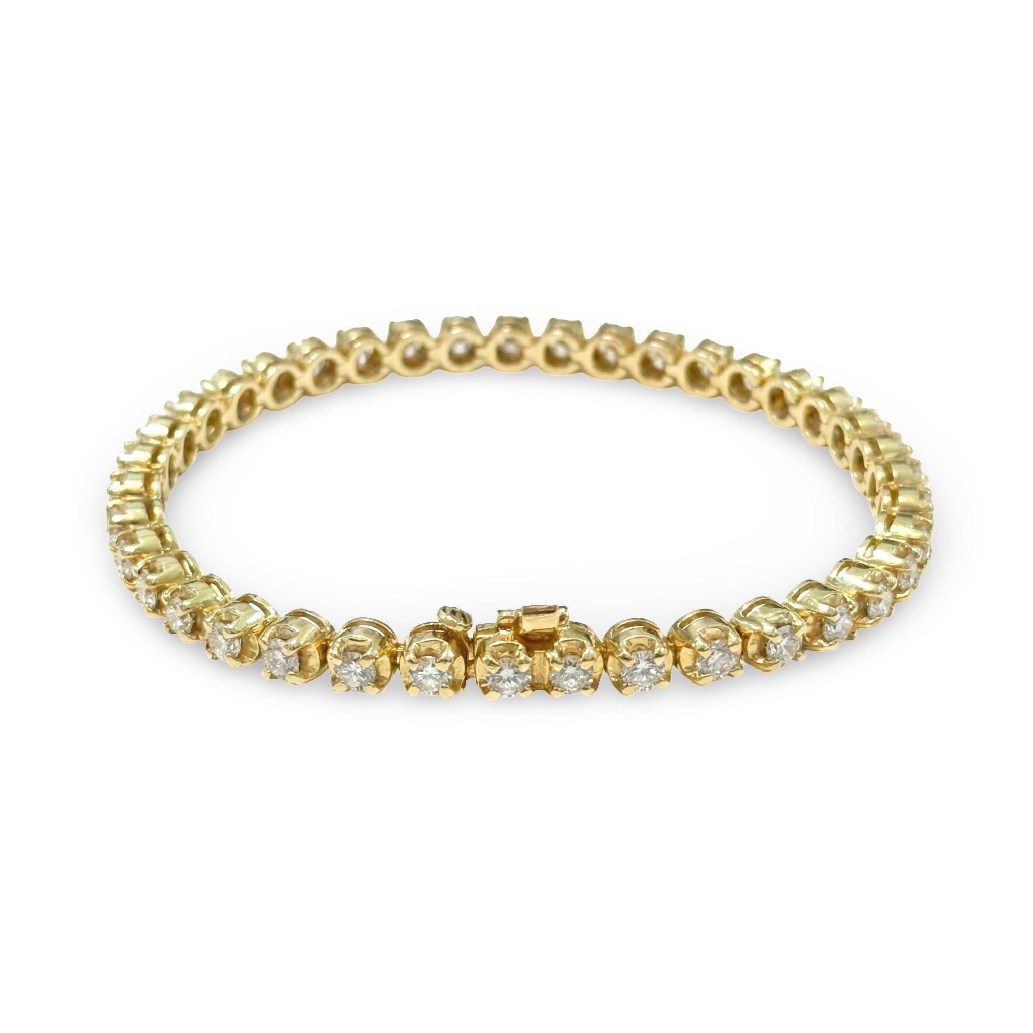 צמיד טניס זהב צהוב 14K משובץ 3.00 קראט יהלומים טבעיים צבע F נקיון VS מק"ט 433