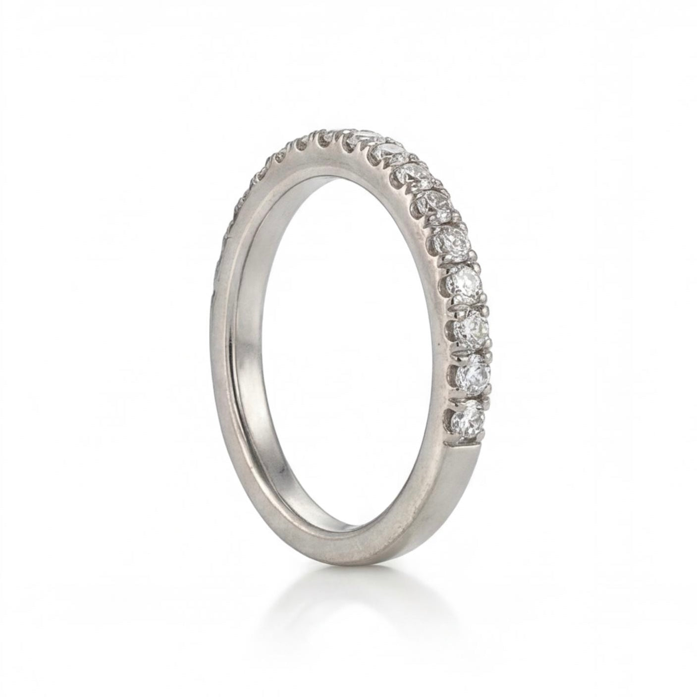 טבעת פס זהב 14K לבן יהלומים 0.25 קראט מק״ט 971