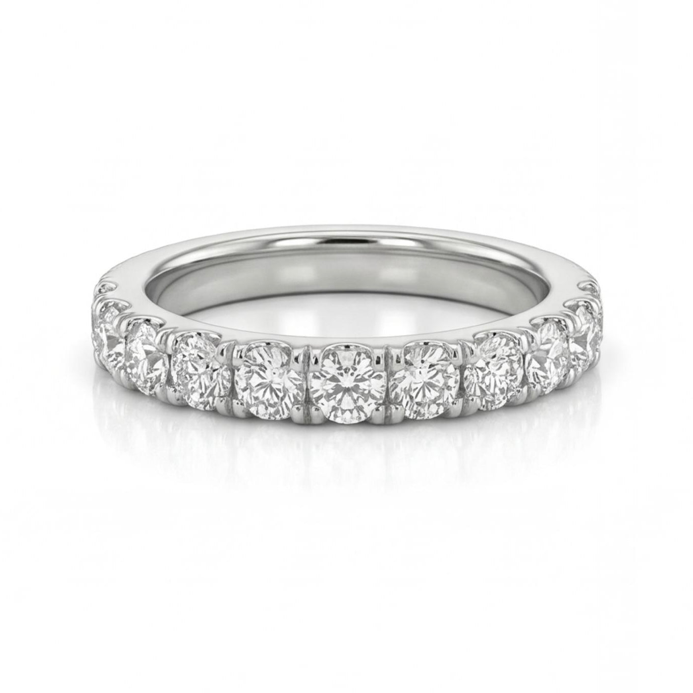 טבעת חצי איטרניטי זהב 14K לבן יהלומים מק״ט 974