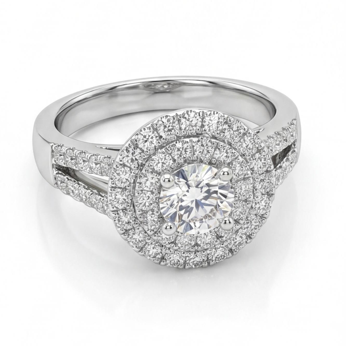 טבעת זהב 18K לבן יהלומים טבעיים 1.00 קראט מק״ט 1028