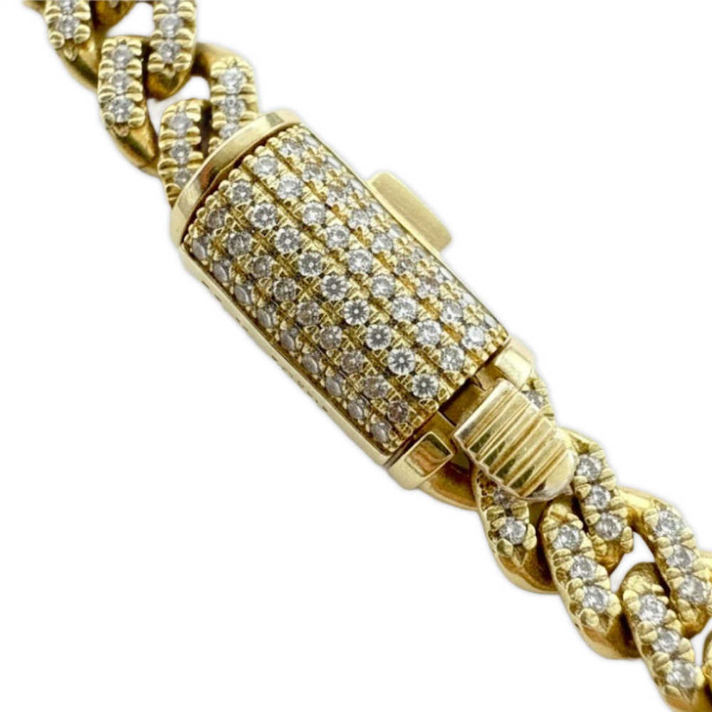 שרשרת חוליות קובנית זהב 14K יהלומים 5.00 קראט מק״ט 215