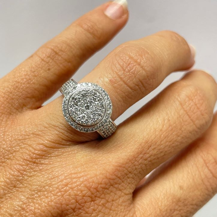 טבעת יהלומים טבעיים 1.05 קראט צבע F ניקיון VS - SI זהב 14K לבן מק״ט 588