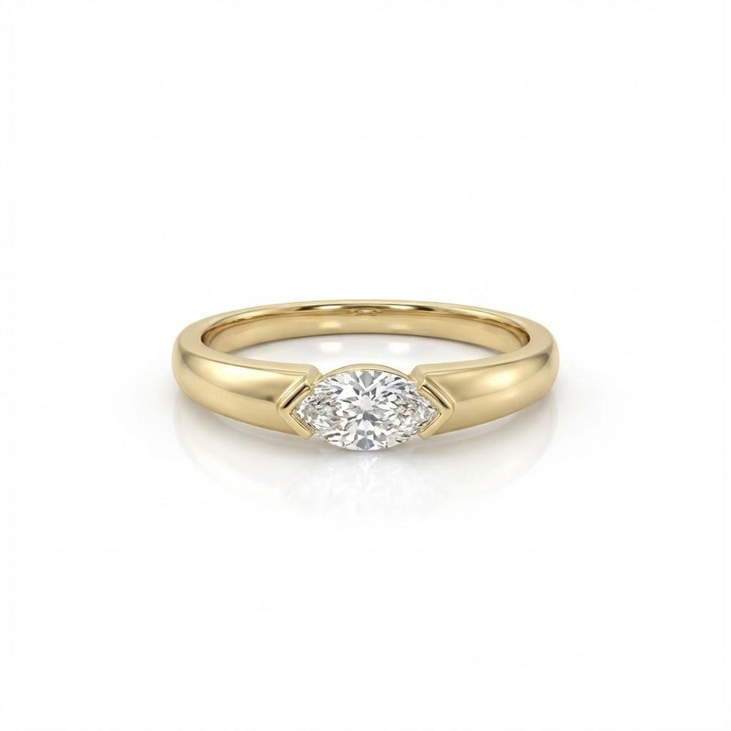 טבעת יהלום מרקיזה טבעי 0.25 קראט צבע F ניקיון VS זהב 14K צהוב מק״ט Y32