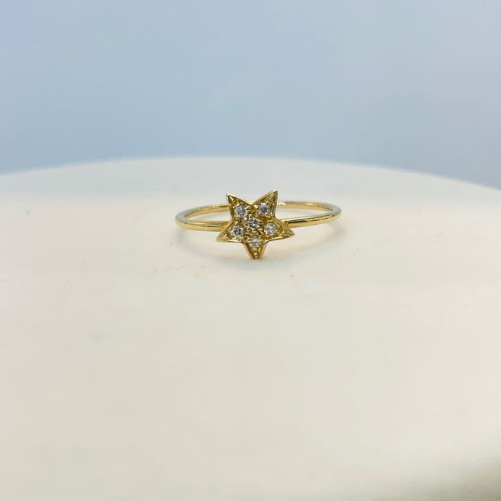 טבעת כוכב יהלומים טבעיים 0.06 קראט צבע F ניקיון VS זהב צהוב 14K מק"ט 607