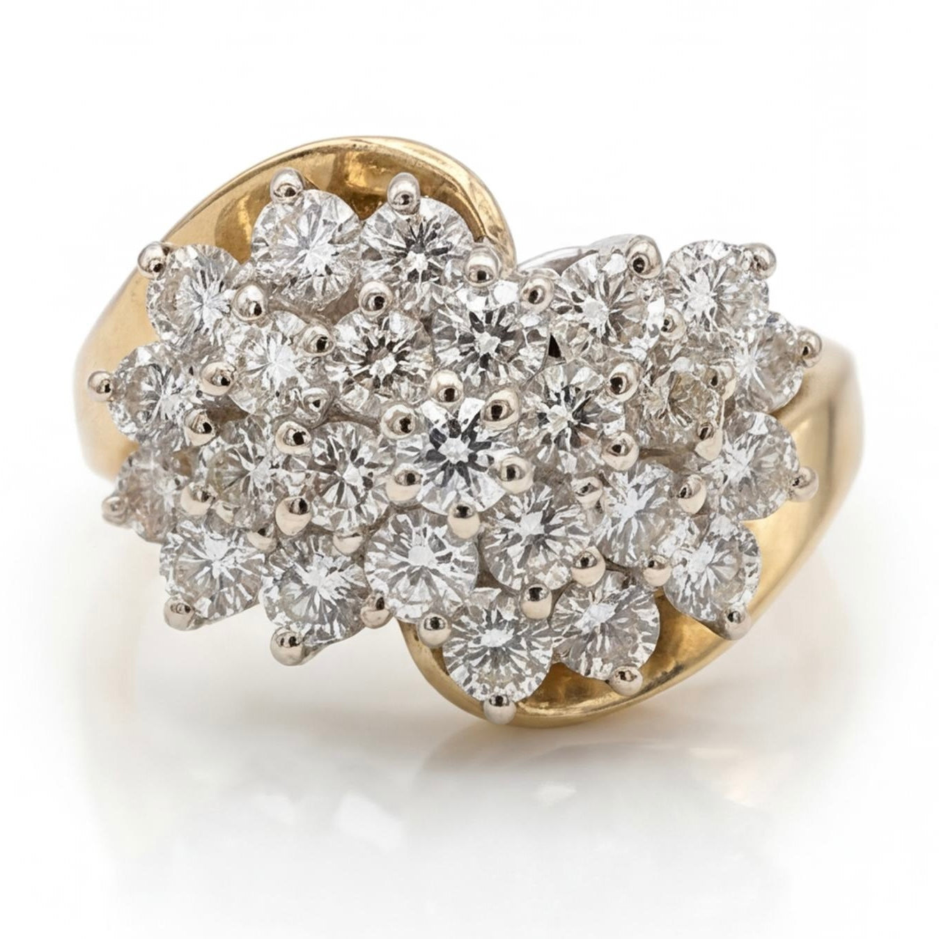 טבעת זהב 14K צהוב קלאסטר יהלומים 1.50 קראט מק״ט 946