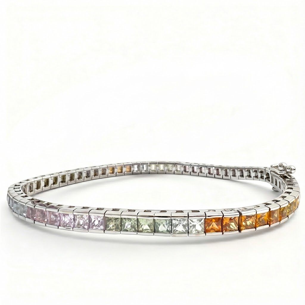 צמיד טניס זהב 14K ספירים ריינבאו מק״ט 441