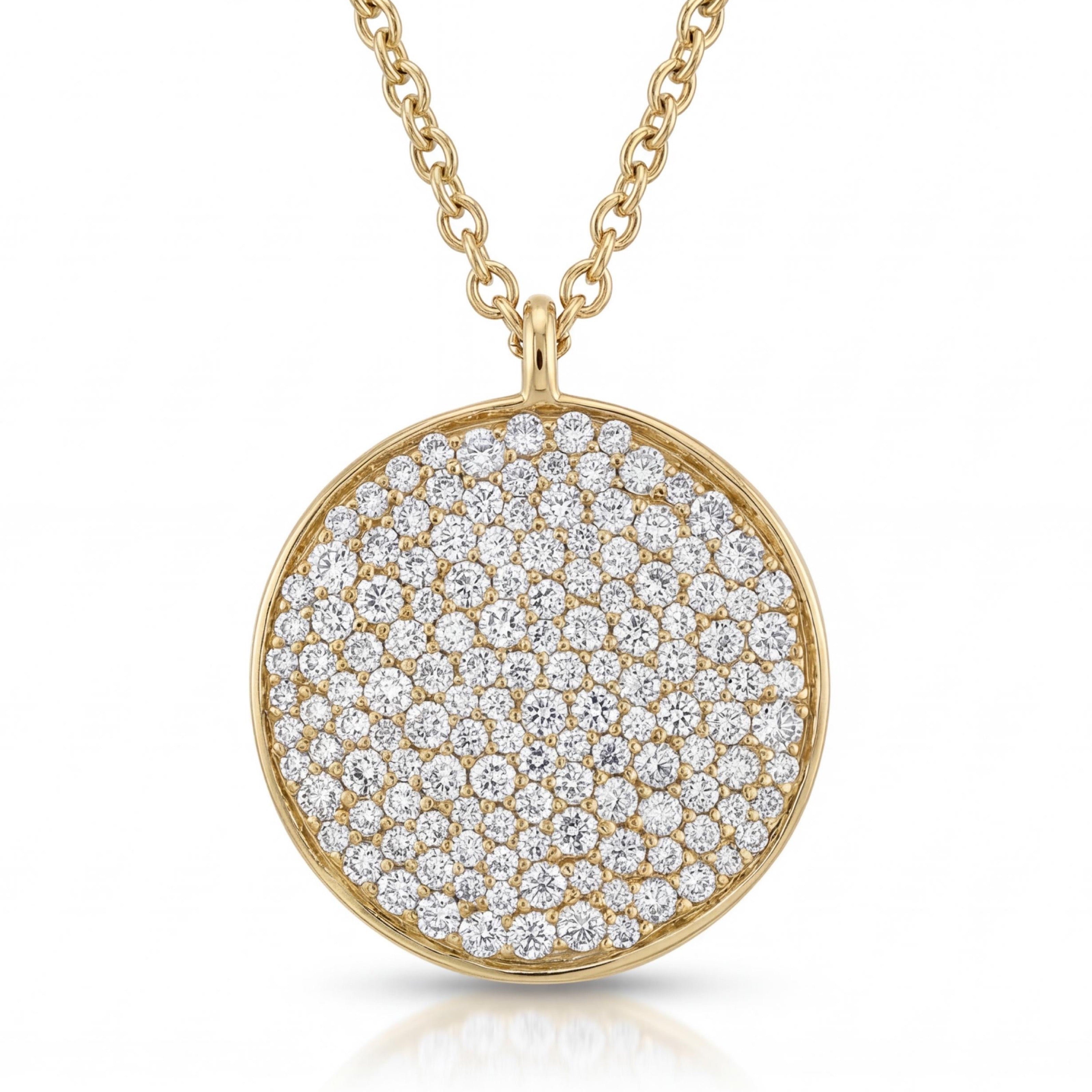 שרשרת זהב 18K צהוב תליון יהלומים עגול 0.61 קראט מק״ט 860