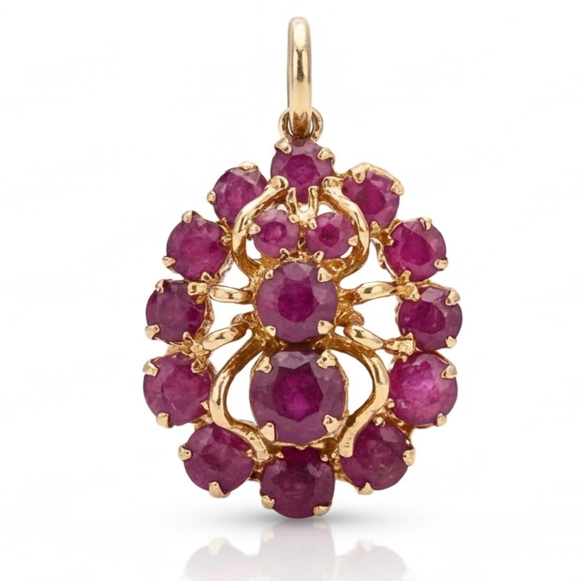 תליון זהב 14K צהוב אבני רובי טבעיות מק״ט 927