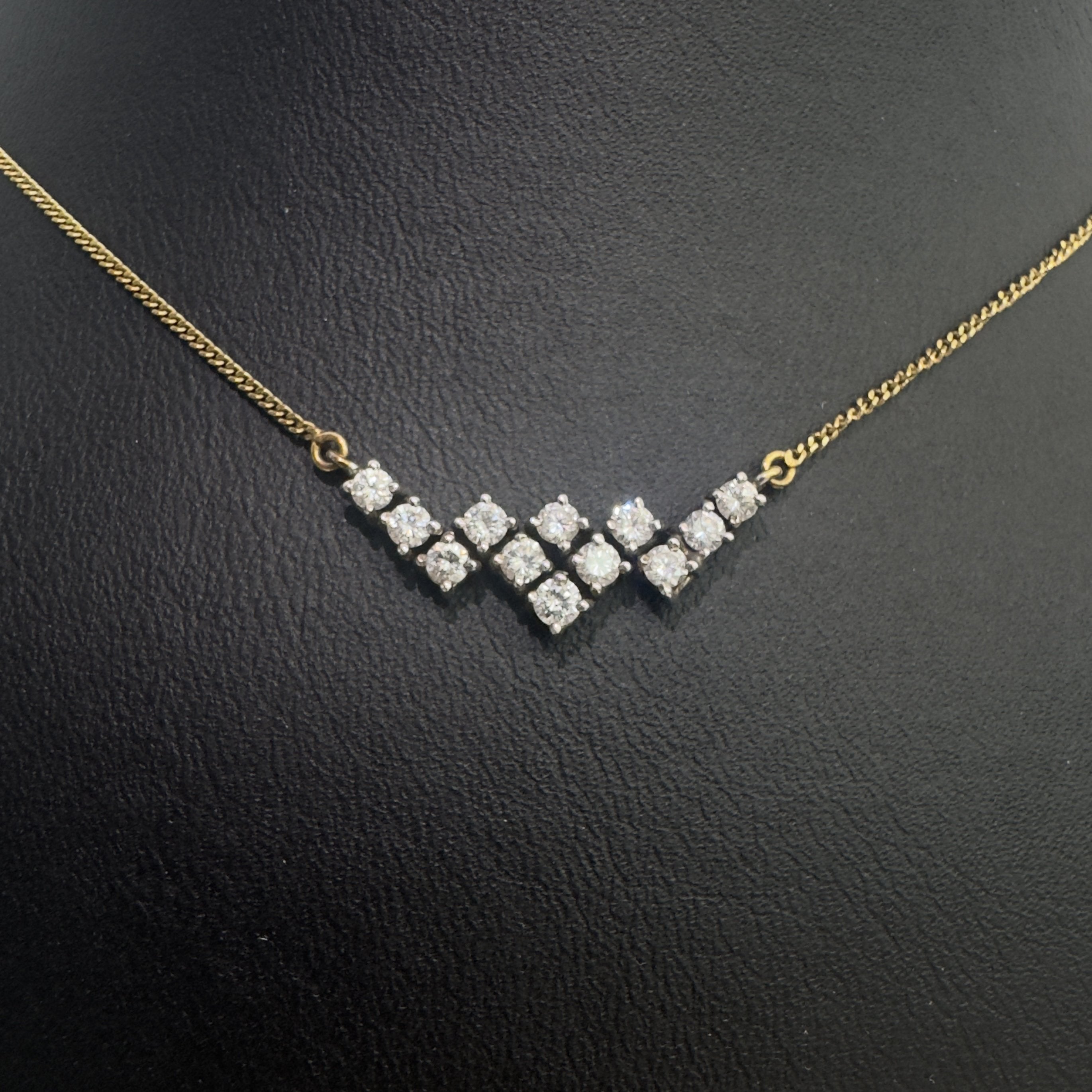 שרשרת יהלומים 0.45 קראט צבע F ניקיון VS זהב 14K תליון לבן שרשרת צהובה מק״ט 580